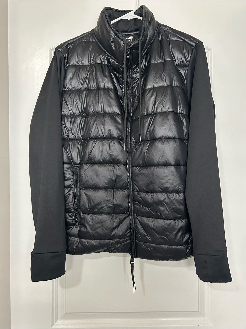 Avia Black Quilted Puffer Jacket with Softshell Sleeves